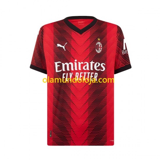 Camisola AC Milan Olivier Giroud 9 Criança Equipamento Primeiro 2023-2024 Manga Curta